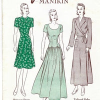 Butterick Set Three Junior Miss Manikin Manniquin Doll Princess Dress Gown Robe Vintage Pattern 1940s