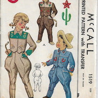 McCall 1519 Childs Western Cowboy Play Suit Jacket Vintage Sewing Pattern 1940s - VintageStitching - Vintage Sewing Patterns