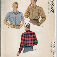 McCall 5863 Mens Sport Shirt Vintage Sewing Pattern 1940s - VintageStitching - Vintage Sewing Patterns