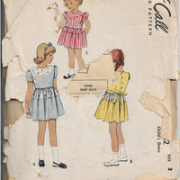 McCall 6742 Vintage Sewing Pattern 1940s Little Girls Shortie Dress - VintageStitching - Vintage Sewing Patterns