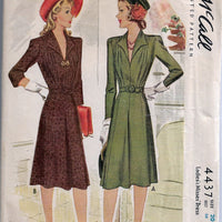 McCall 4437 Ladies Dress Wing Collar Vintage Sewing Pattern