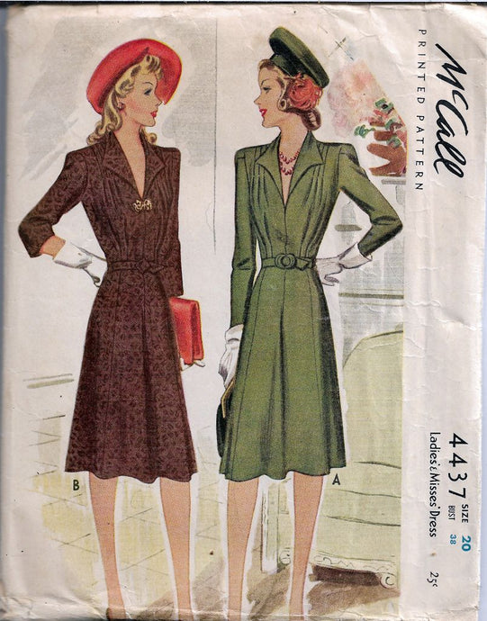 McCall 4437 Ladies Dress Wing Collar Vintage Sewing Pattern