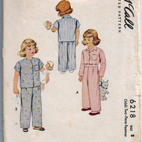 McCall 6218 Vintage Sewing Pattern 1940s Toddler Pajamas Two Piece - VintageStitching - Vintage Sewing Patterns