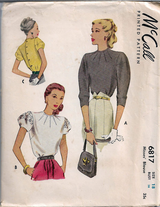 mccall 6817 ladies blouse vintage sewing pattern