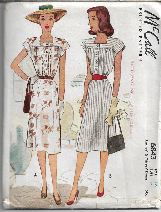mccall 6843 misses dress vintage pattern