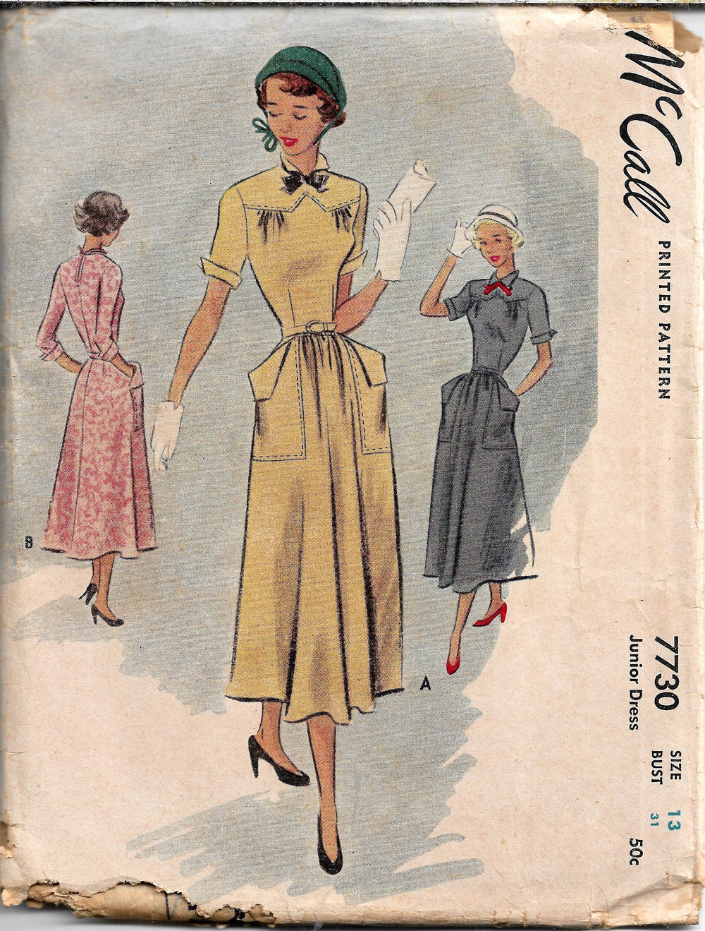 mccall 7730 junior dress vintage pattern