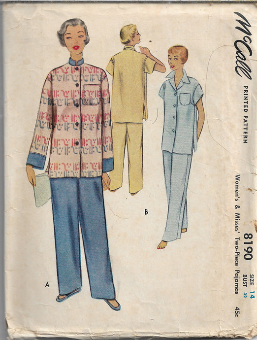 mccall 8190 pajamas vintage pattern
