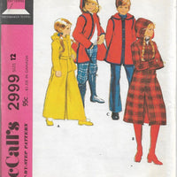 McCalls 2999 Vintage 1970's Sewing Pattern Long Robe Coat Jacket Children Boys Girls - VintageStitching - Vintage Sewing Patterns