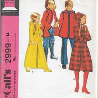 McCalls 2999 Vintage 1970's Sewing Pattern Long Robe Coat Jacket Children Boys Girls - VintageStitching - Vintage Sewing Patterns