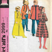 McCalls 2999 Vintage 1970's Sewing Pattern Long Robe Coat Jacket Children Boys Girls