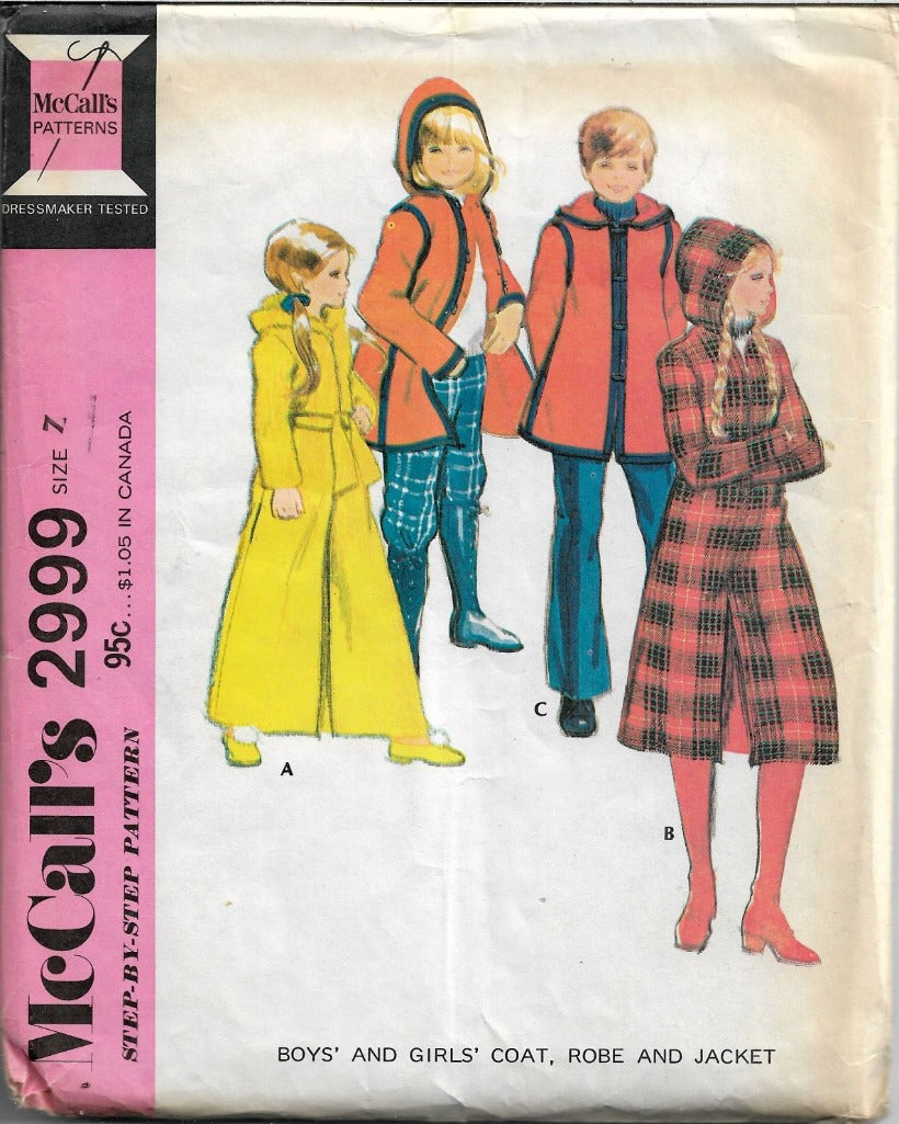 McCalls 2999 Vintage 1970's Sewing Pattern Long Robe Coat Jacket Child