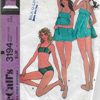 McCalls 3194 Ladies Swim Bathing Suit Swimwear Bikini Vintage Sewing Pattern 1970s