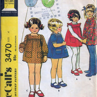 McCalls 3470 Little Girls Jumper Dress Smock Pants Vintage Sewing Pattern 1970s - VintageStitching - Vintage Sewing Patterns