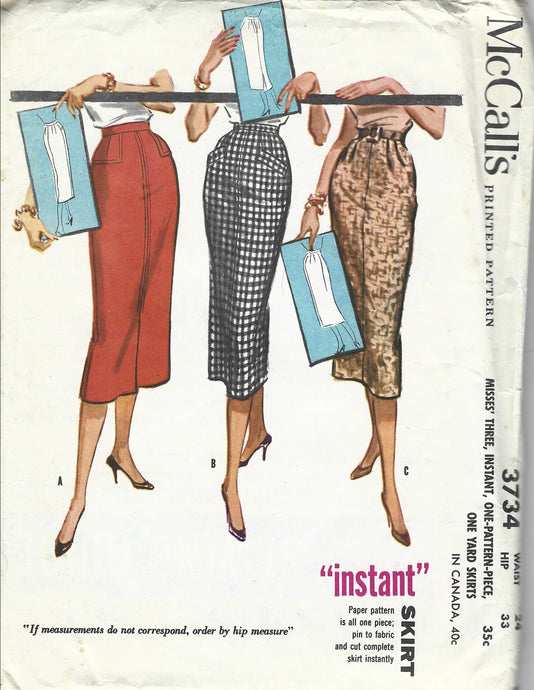 mccalls 3734 skirt vintage pattern