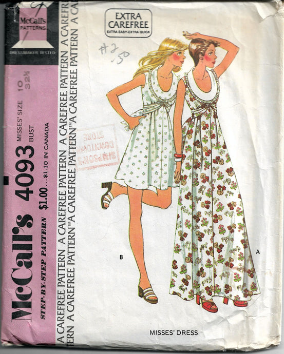 mccalls 4093 pullover dress vintage pattern