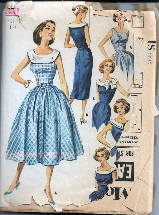 ladies dress vintage 1950s pattern mccalls 4120