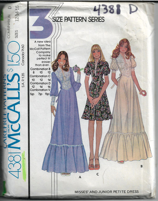 mccalls 4381 dress gown vintage pattern