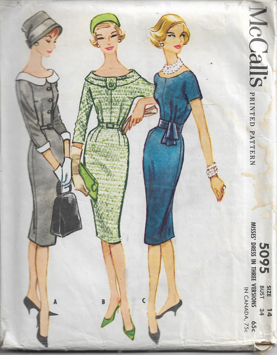 mccalls 5095 sheath dress vintage pattern