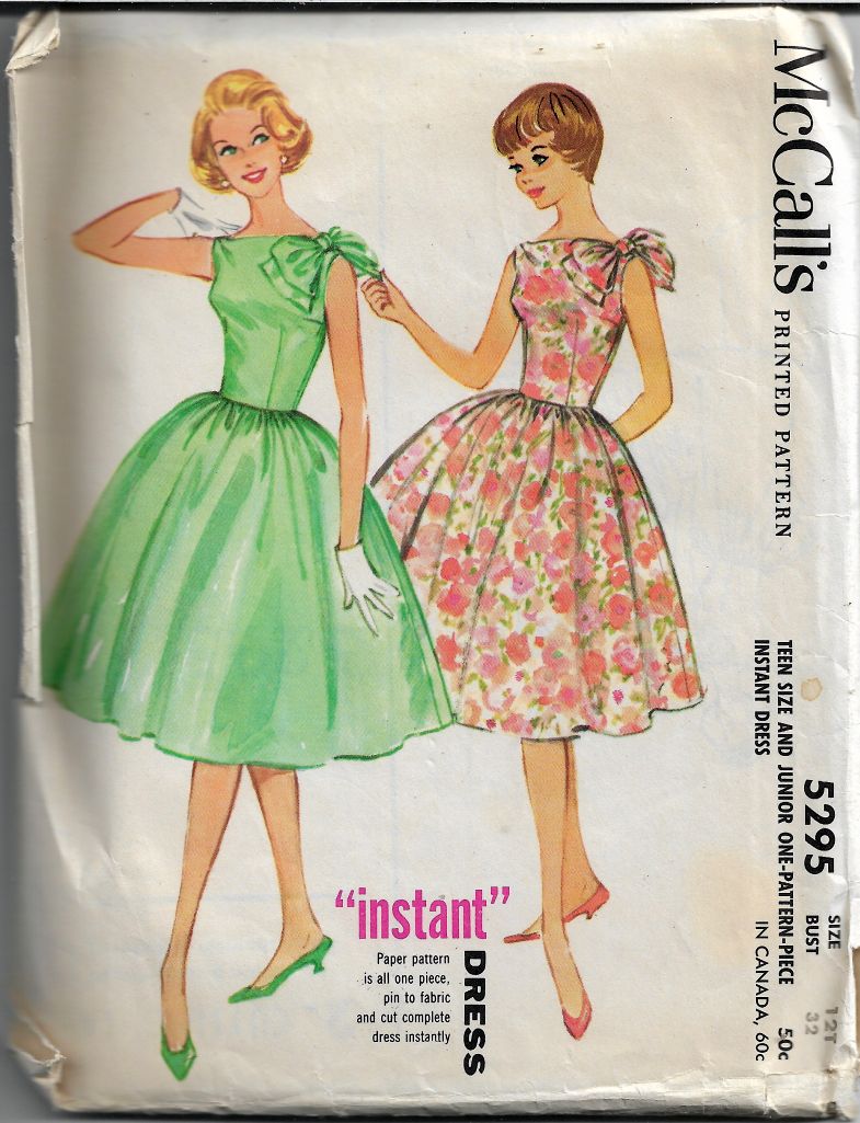McCalls 5295 Teen Rockabilly Party Dress Vintage Sewing Pattern