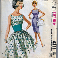 McCalls 6311 Vintage Sewing Pattern 1960s Ladies Sleeveless Dress - VintageStitching - Vintage Sewing Patterns