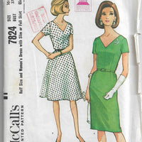 mccalls 7824 ladies dress pattern 1960s
