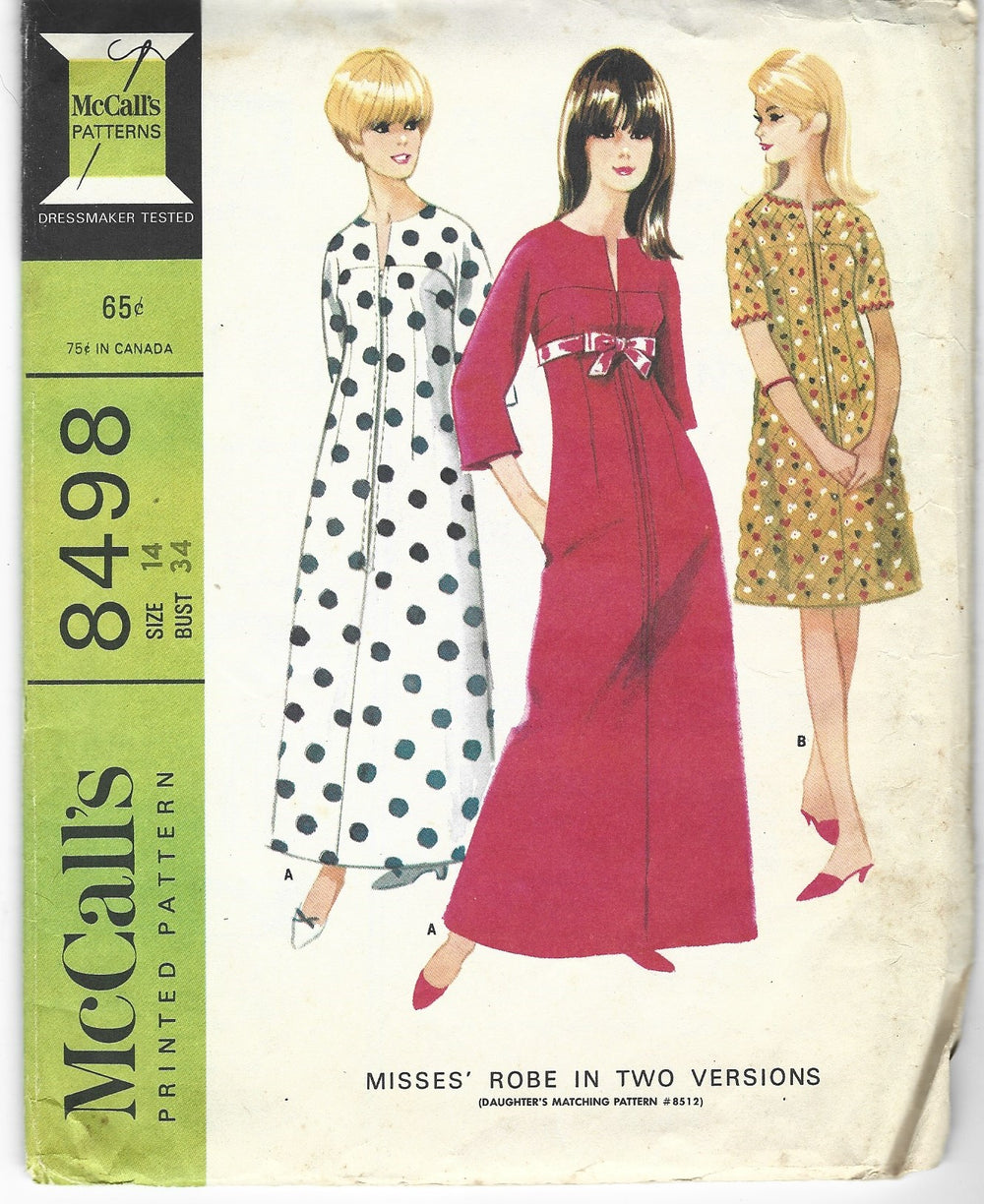 mccalls 8498 robe vintage pattern