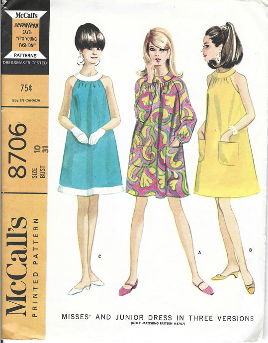 mccalls 8706 dress vintage pattern