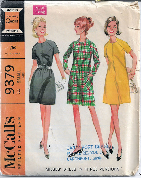 mccalls 9379 dress vintage pattern 1960s