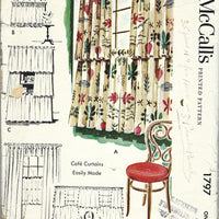 McCalls 1797 Curtains Craft Pattern