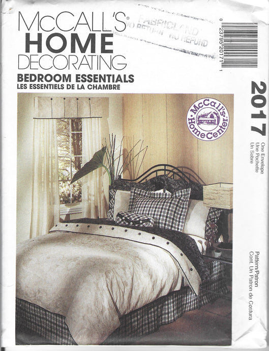 mccalls 2017 bedroom duvet craft pattern