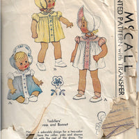 McCall 1126 Toddler Shortie Dress Bonnet Vintage Sewing Pattern 1940s - VintageStitching - Vintage Sewing Patterns