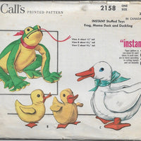 McCalls 2158 Frog Duck Stuffed Animals Vintage Craft Sewing Pattern 1950s - VintageStitching - Vintage Sewing Patterns