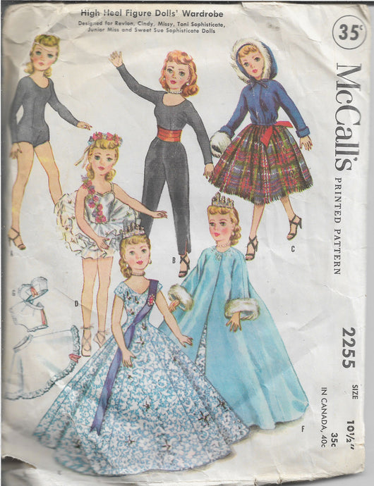 McCalls 2255 Doll Dress Wardrobe Vintage Craft Sewing Pattern 1950s - VintageStitching - Vintage Sewing Patterns