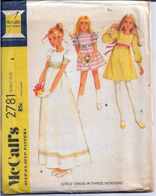 McCalls 2781 Flower Girl Wedding Dress Vintage Sewing Pattern 1970s - VintageStitching - Vintage Sewing Patterns