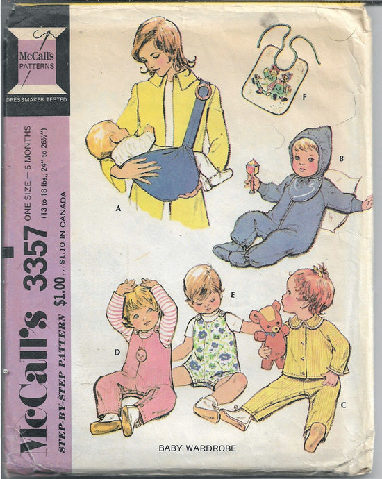 McCalls 3357 Baby Infant Snowsuit Jacket Overalls Vintage Sewing Pattern 1970s - VintageStitching - Vintage Sewing Patterns
