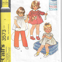 McCalls 3573 Toddlers Dress Bloomers Vintage Sewing Pattern 1970s - VintageStitching - Vintage Sewing Patterns