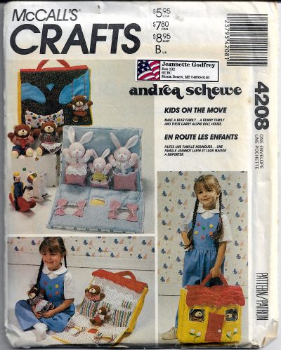 McCalls 4208 Doll House Bunny Rabbit Bear Craft Sewing Vintage Pattern 1980s - VintageStitching - Vintage Sewing Patterns