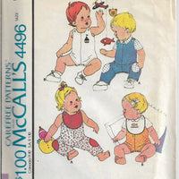 McCall's 4496 Baby Summer Overalls Shirt Bib Vintage Sewing Pattern 1970s - VintageStitching - Vintage Sewing Patterns