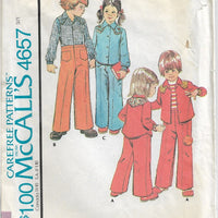 McCalls 4657 Girls Boys Jacket Pants Shirt Vintage Sewing Pattern 1970s - VintageStitching - Vintage Sewing Patterns
