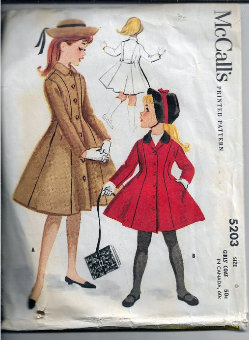 McCalls 5203 Little Girls Coat Vintage Sewing Pattern 1950s - VintageStitching - Vintage Sewing Patterns