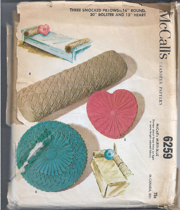 McCalls 6259 Vintage Sewing Craft Pattern 1960s Smocked Pillows - VintageStitching - Vintage Sewing Patterns