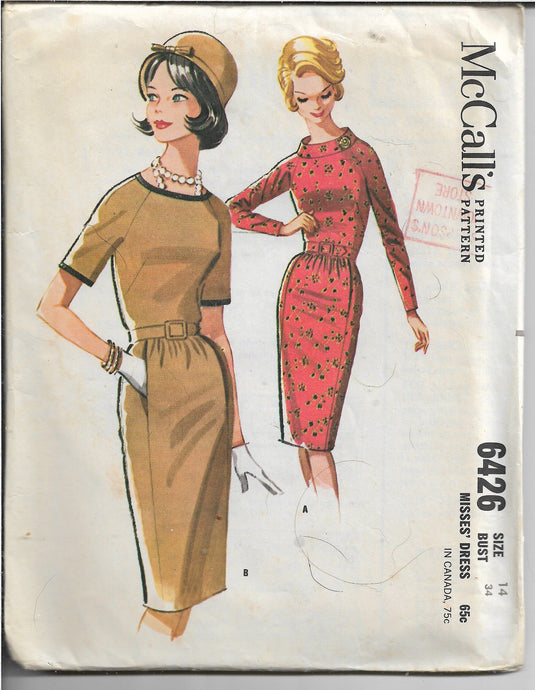 McCalls 6426 Ladies Sheath Dress Vintage Sewing Pattern 1960s - VintageStitching - Vintage Sewing Patterns