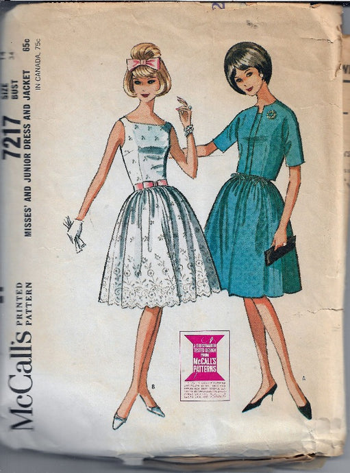 McCalls 7217 Dress Bolero Jacket Vintage Sewing Pattern 1960s - VintageStitching - Vintage Sewing Patterns