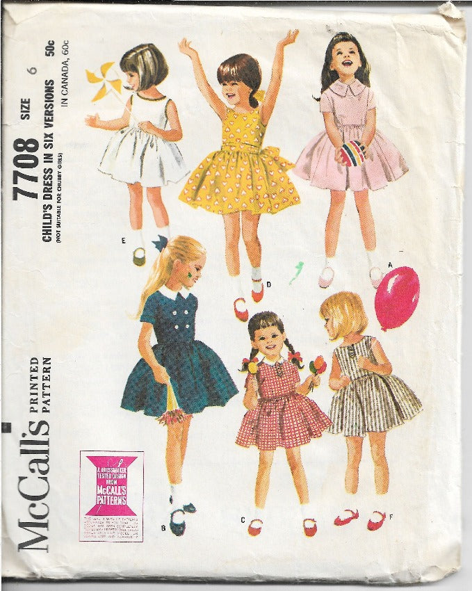 McCalls 7708 Girls Play Dress Vintage Sewing Pattern 1960s - VintageStitching - Vintage Sewing Patterns
