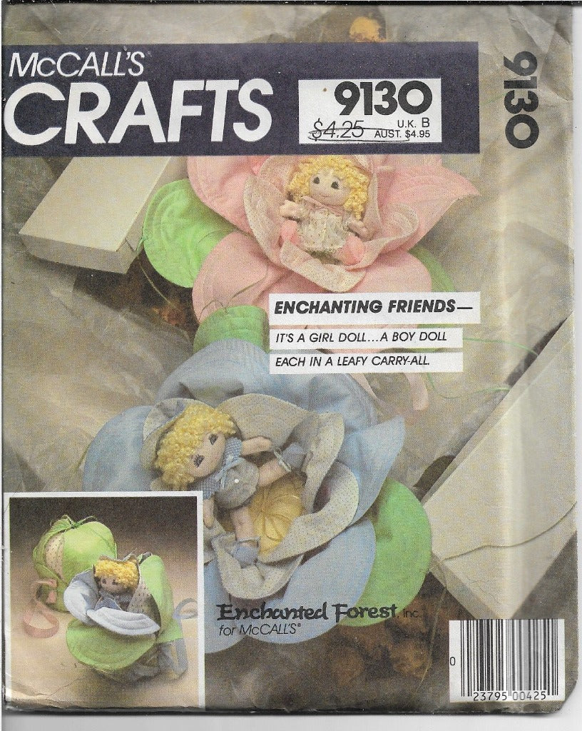 McCalls 9130 Enchanted Forest Dolls Craft Pattern Vintage 1980s - VintageStitching - Vintage Sewing Patterns