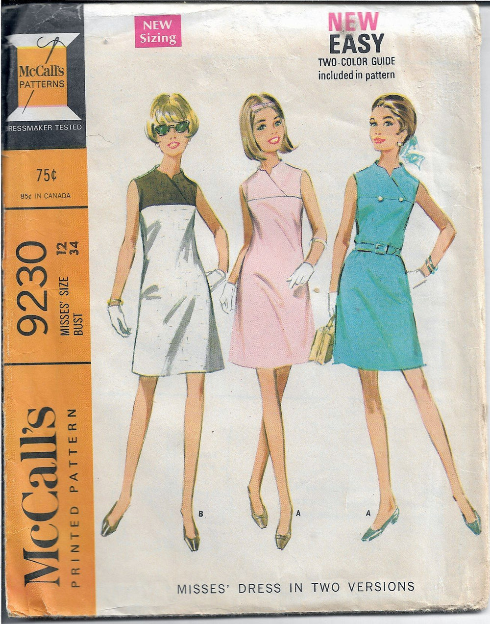 McCalls 9230 Ladies Sleeveless Dress Vintage Sewing Pattern 1960s - VintageStitching - Vintage Sewing Patterns