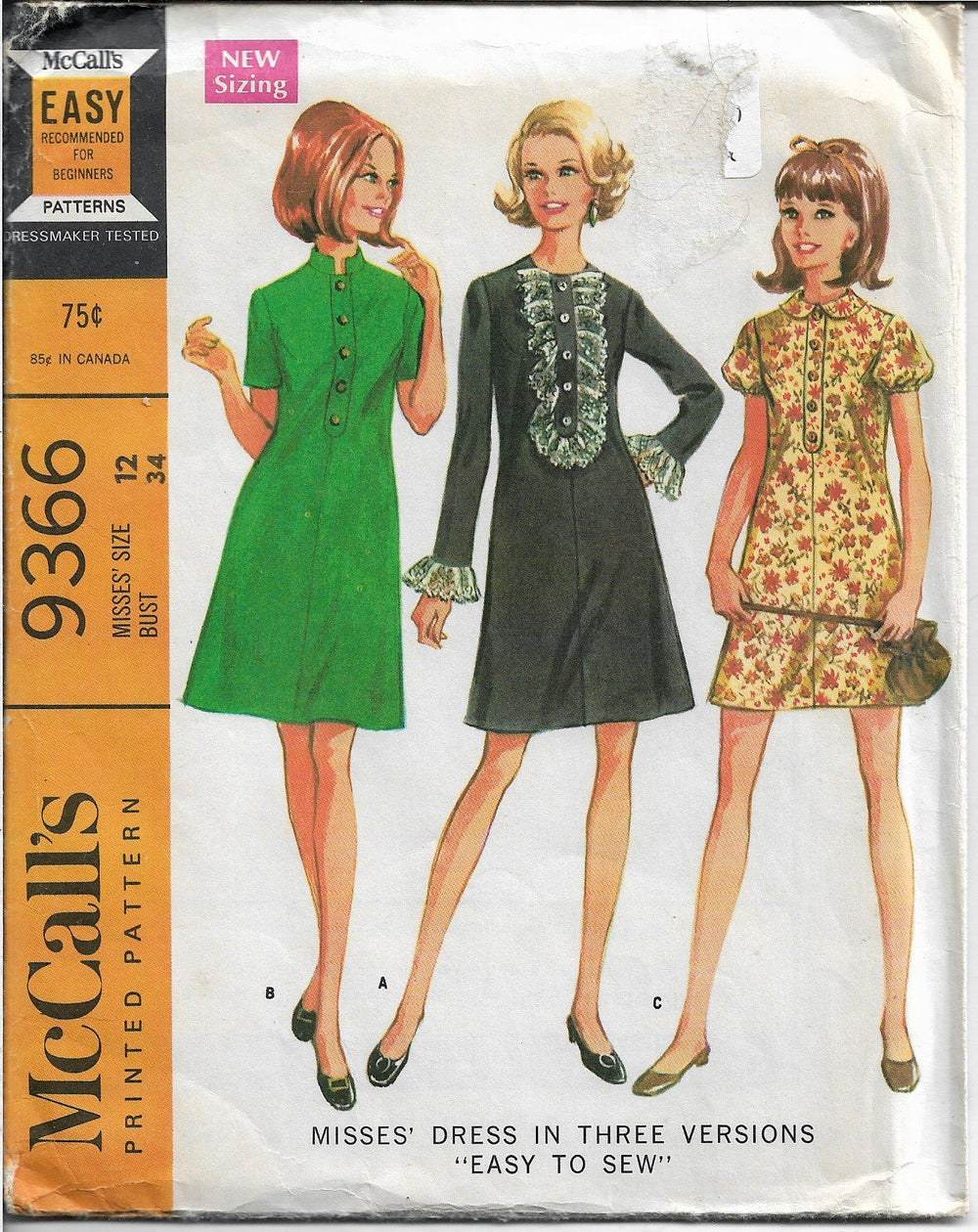 McCalls 9366 Ladies Dress Easy To Sew Vintage Sewing Pattern 1960s - VintageStitching - Vintage Sewing Patterns