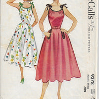 McCalls 9378 Ladies Summer Sundress Vintage Sewing Pattern 1950s - VintageStitching - Vintage Sewing Patterns