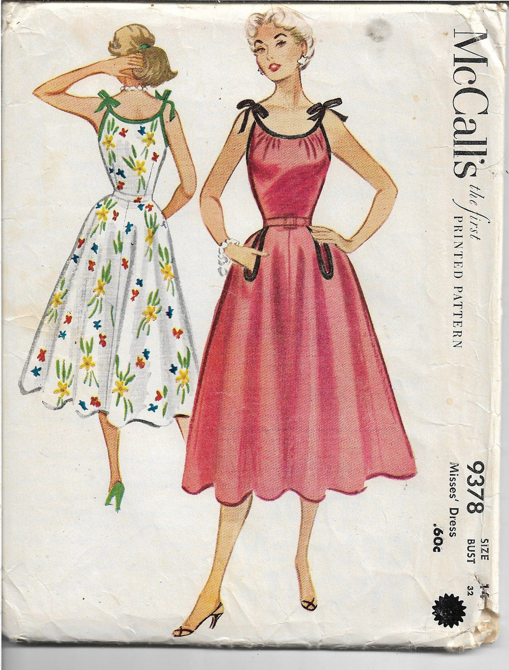 McCalls 9378 Ladies Summer Sundress Vintage Sewing Pattern 1950s - VintageStitching - Vintage Sewing Patterns