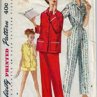 Simplicity 1325 Ladies Pajamas Shortie Two Piece Vintage Sewing Pattern 1950s - VintageStitching - Vintage Sewing Patterns
